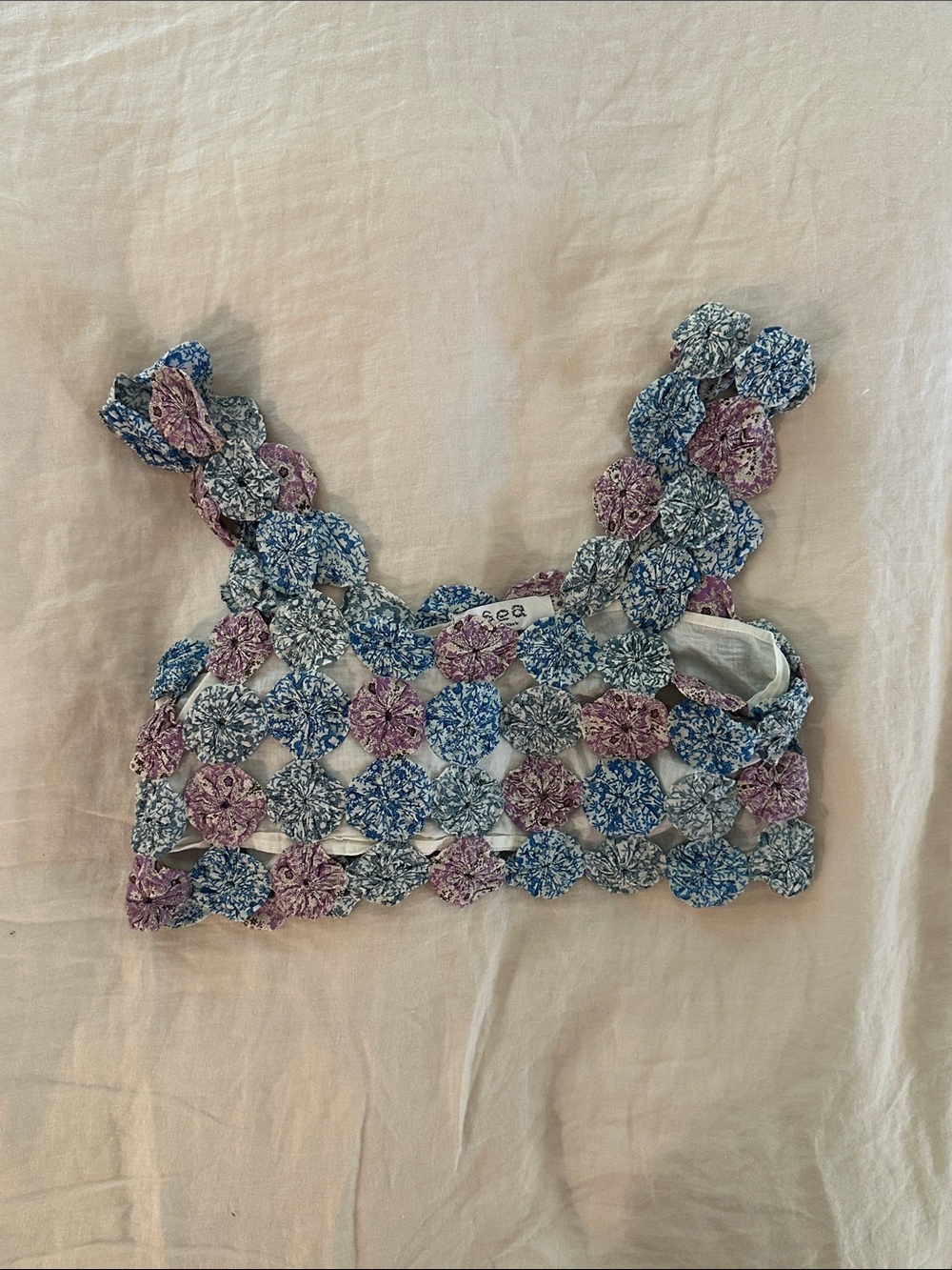 Sea New York Blue and Purple Crochet Crop Top